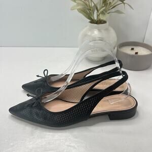 Kate Spade Veronica Slingback Pointed Toe Sandals Leather Black Women US 9B NWOB